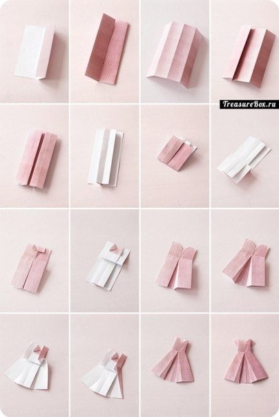 Lo schema di assemblaggio dei vestiti non è troppo complicato, quindi anche gli amanti degli origami per principianti possono gestirlo: